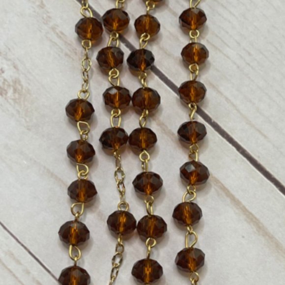 Handmade Beautiful Rich Brown Rondelle Crystal Rosary - Picture 3 of 4